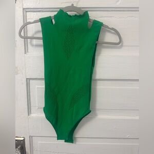 Zara Green Seamless High-Neck Bodysuit